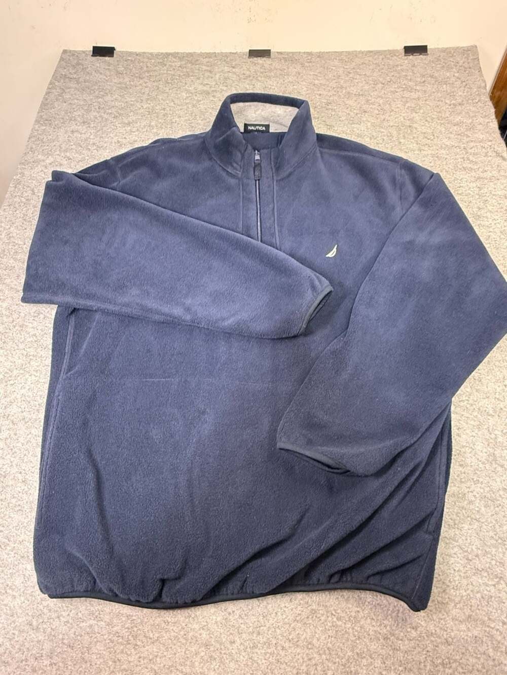 Nautica 1/4 Zip Fleece Pullover Size XL Navy Blue Logo